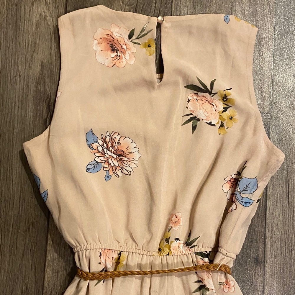 As U Wish Floral Asymmetrical Midi Dress Nude Pink Sleeveless Small - Picture 6 of 6